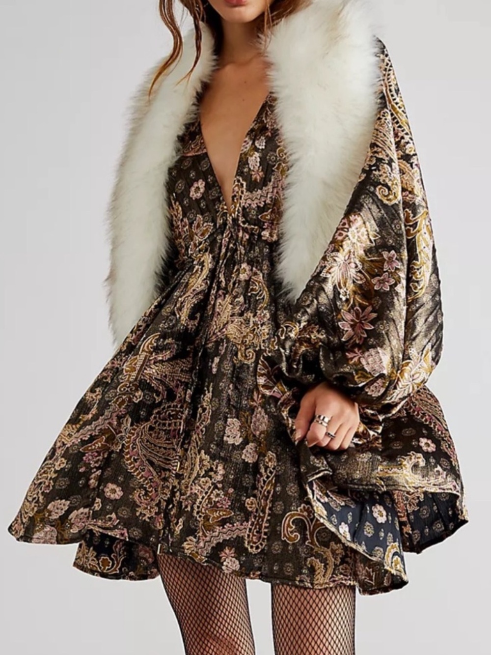 Free People Arzel Boho Paisley Mini Dress size XS - Picture 2 of 8
